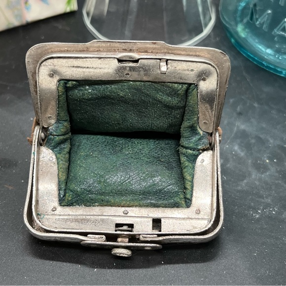 Vintage Decor Lot Aqua Ball Canning Jar ,leather Coin Purse/ mismatched sconces - Picture 15 of 16